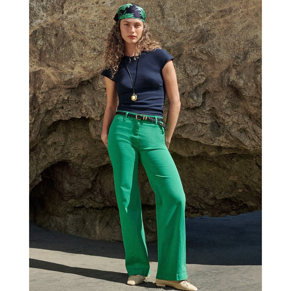 J CREW Wide leg trouser in chino green NWT 26
